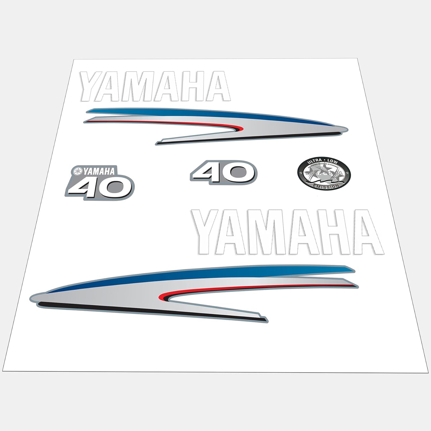 Yamaha 40 HP Outboards Motor Top Cowl Cove Decal Sticker Kit - JLM Marine - JLM Marine Boat Parts Limited