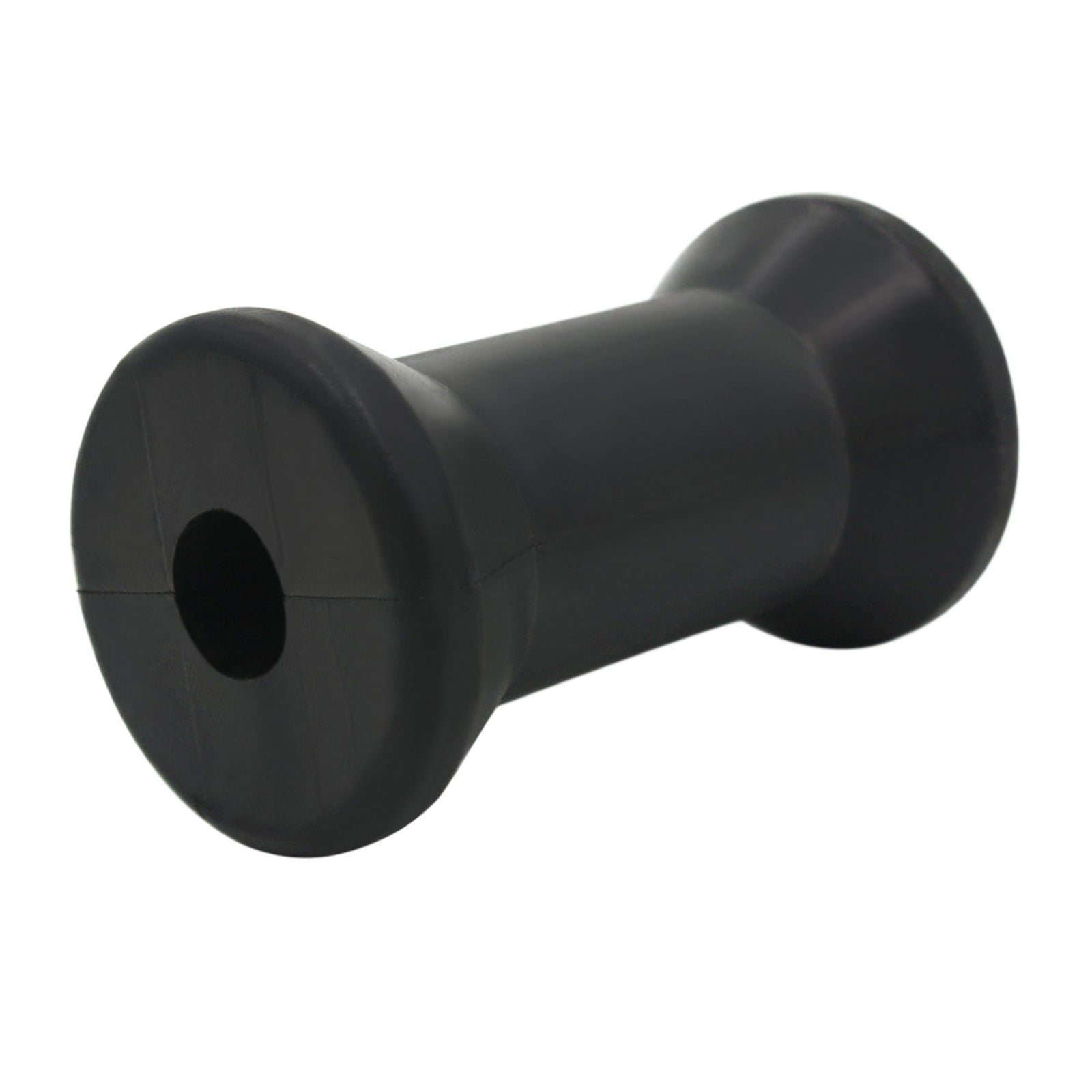 photo of jlm marine black rubber hourglass spool roller with 1 2 shaft holes
