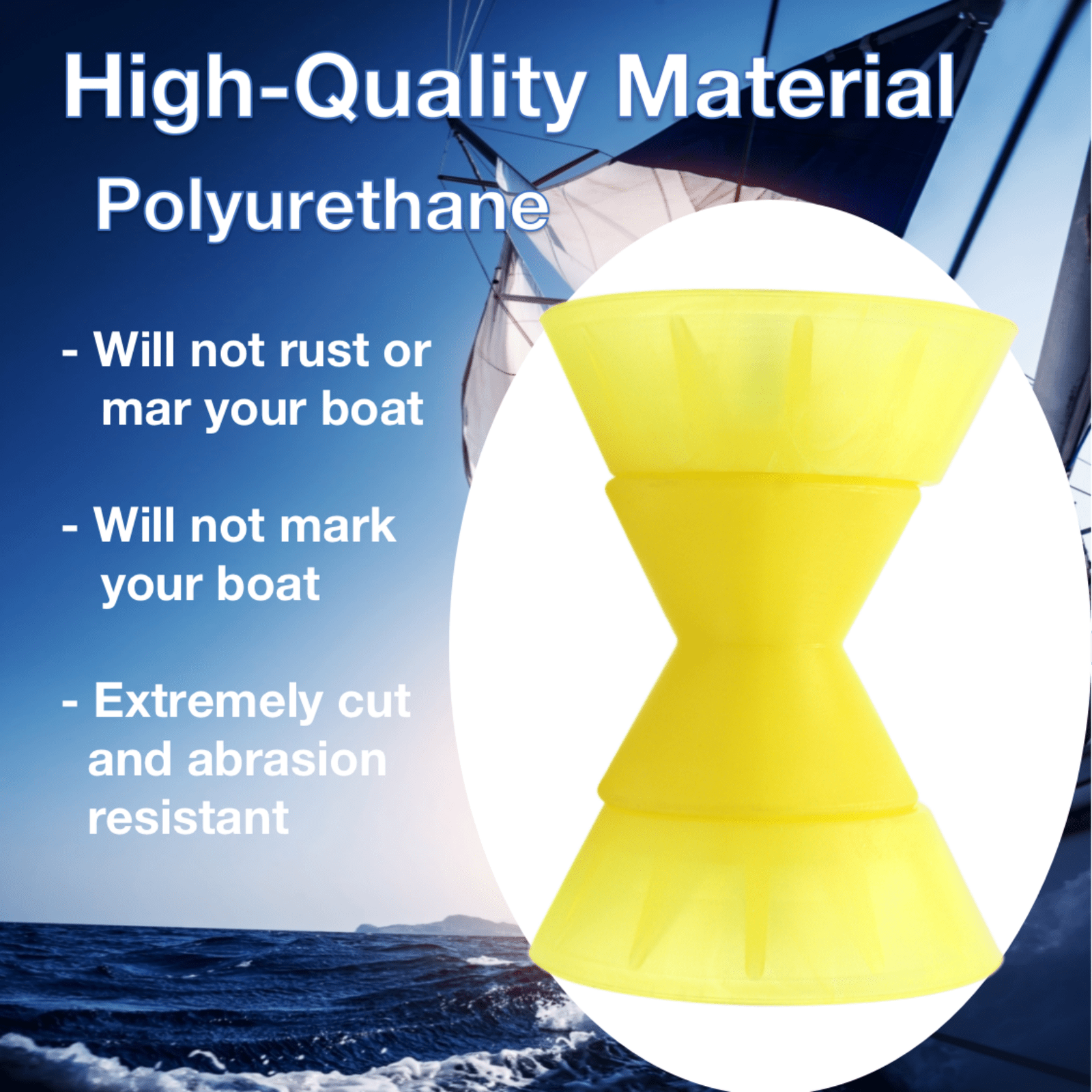 Boat Trailer Bow Roller (Blue Polyurethane) – Fits Most Boat Trailers - JLM Marine Boat Parts Limited