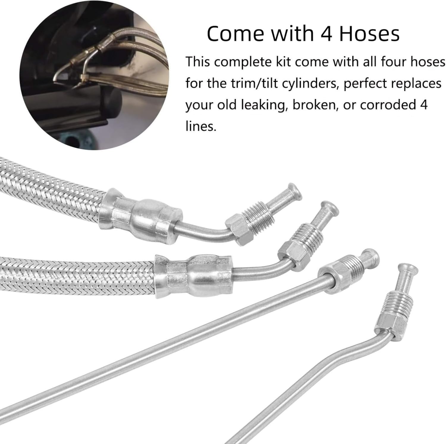 Power Trim Tilt Hydraulic Ram Cylinder Hose Kit – Fits MerCruiser Alpha One Gen 2 & Bravo 1/2/3 (Replaces 32 - 864959, 32 - 864960, 32 - 99904Q2) - JLM Marine Boat Parts Limited