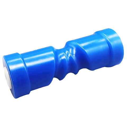 8 Inch Self Centering Keel Roller Blue by 5/8 Inch Shaft