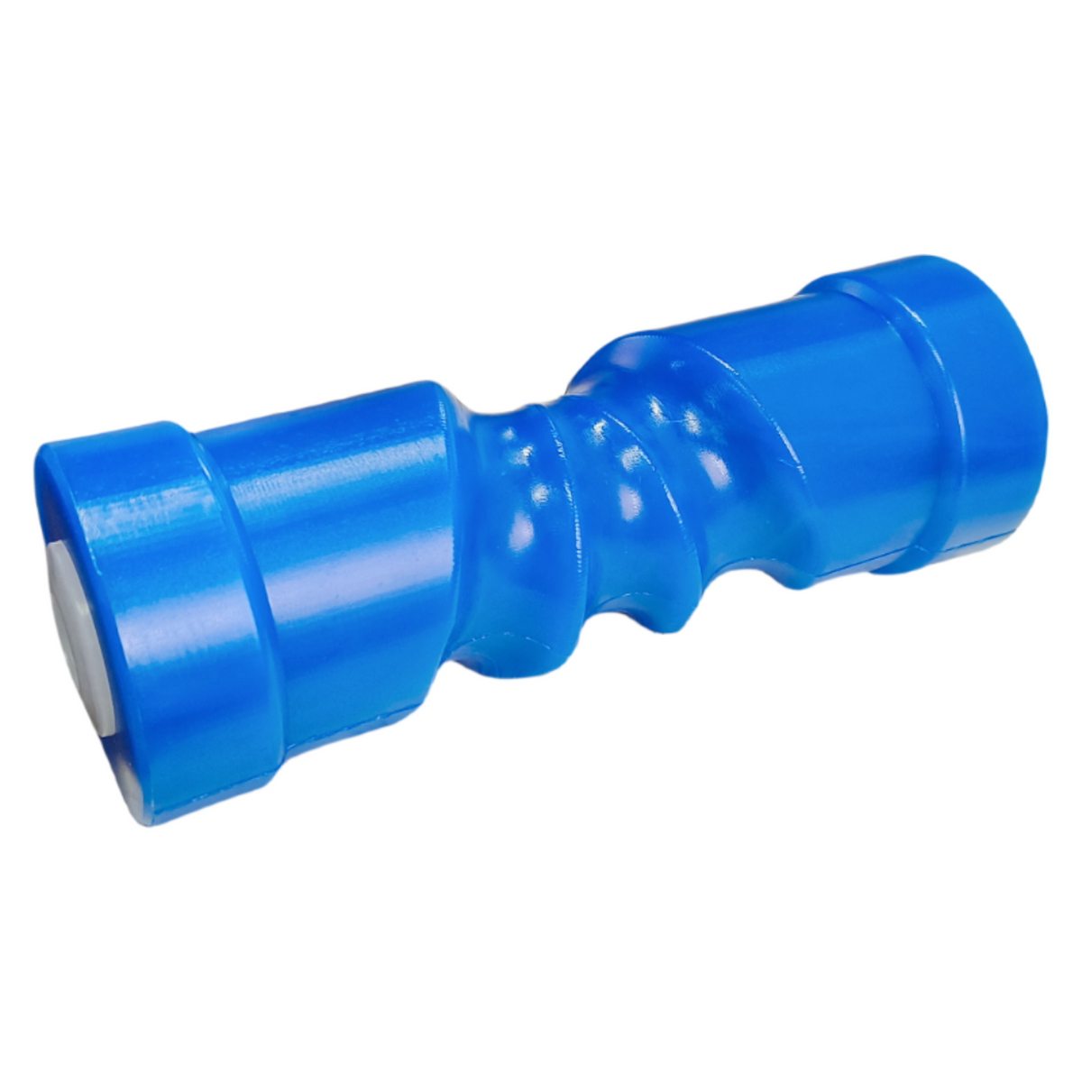 8 Inch Self Centering Keel Roller Blue by 5/8 Inch Shaft