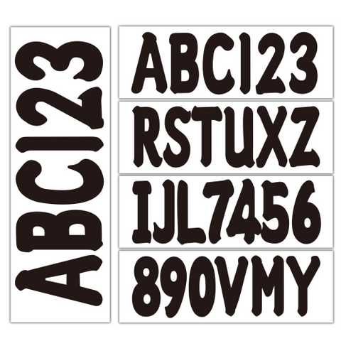 3" Alpha-Numeric Registration Stickers - Fits Boats & PWC (4 Sets, Black)