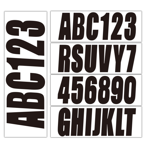 Boat & Personal Watercraft Registration Number Kit – Black 3" Decals (4 Sets)
