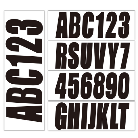 Boat & Personal Watercraft Registration Number Kit – Black 3" Decals (4 Sets)