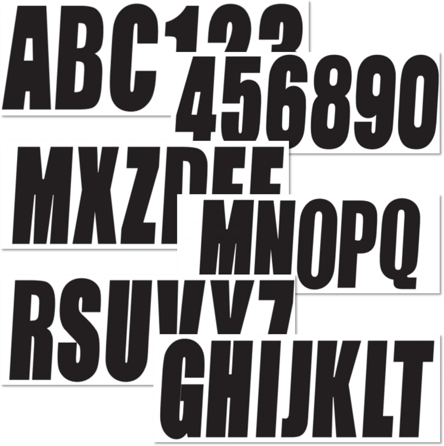 3 Inch Registration Decal Sticker kit for boats and power watercraft vehicles, includes four sets of A-Z and four sets of 0-9 - JLM Marine - JLM MARINE