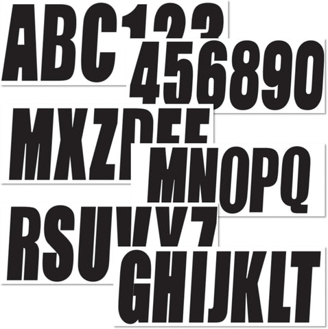 3 Inch Registration Decal Sticker kit for boats and power watercraft vehicles, includes four sets of A-Z and four sets of 0-9 - JLM Marine - JLM MARINE