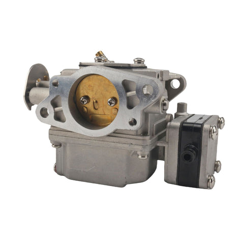 photo of jlm marine carburetor for tohatsu nissan 18hp with silver mounting flange and brass internal component