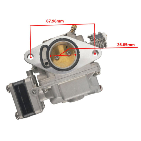photo carburetor for tohatsu nissan 18hp jlm marine with mounting holes and visible adjuster screw assembly