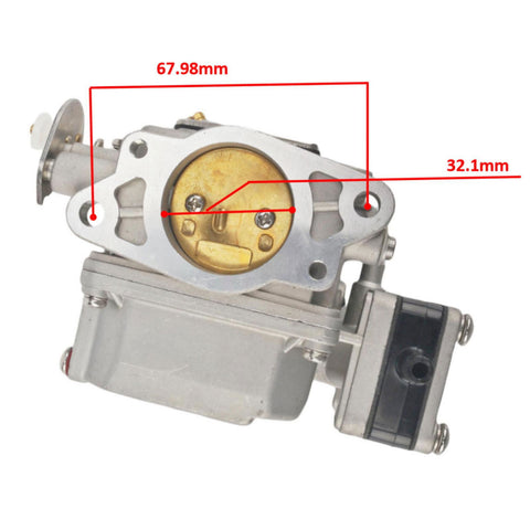 carburetor for tohatsu nissan 18hp jlm marine, technical diagram with 67.98mm and 32.1mm measurements