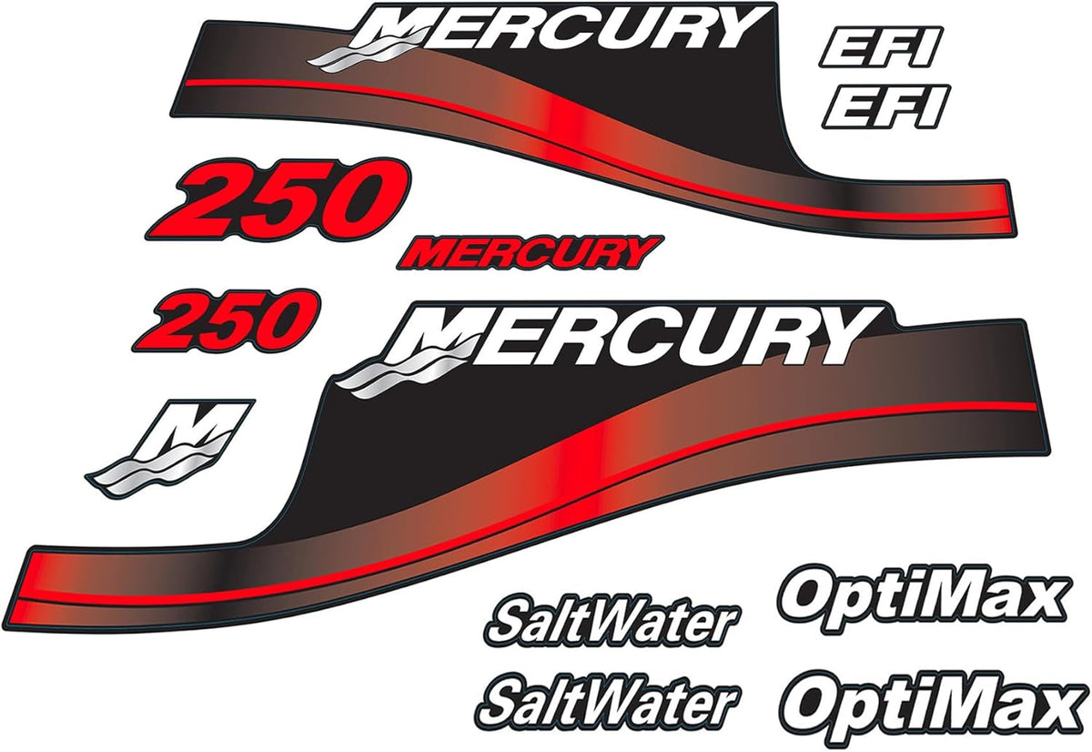 Mercury 250 HP Outboards Motor Top Cowl Cove Decal Sticker Set 809167A03 - JLM Marine - JLM Marine Boat Parts Limited