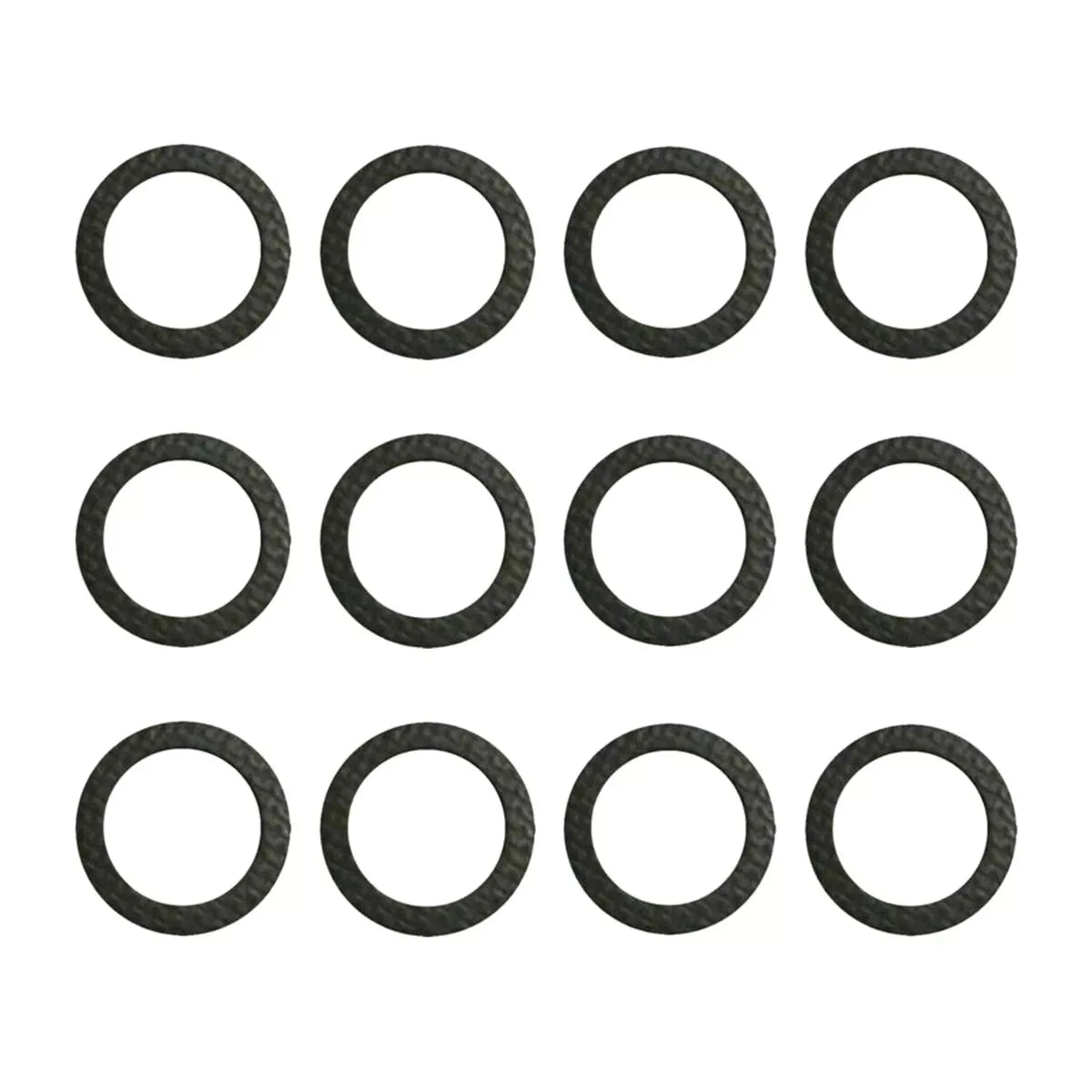 photo nine black drain screw gaskets part number 12-19184 ribbed texture JLM Marine