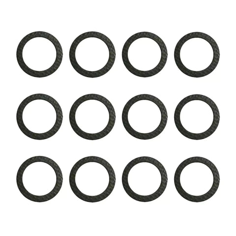 photo nine black drain screw gaskets part number 12-19184 ribbed texture JLM Marine
