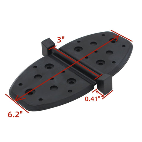 photo of jlm marine exhaust water shutter 807166a2 black plastic hinged oval tapered with mounting holes and two protruding tabs 6.2 inch length