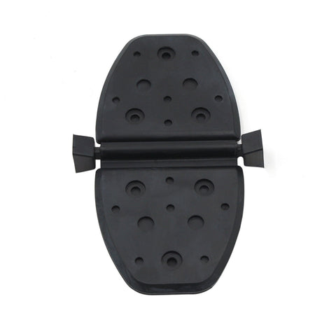 photo of JLM Marine exhaust water shutter 807166a2 for Mercruiser 4.3L V6, black oval, vertically oriented, open hinge with pivoted plates, circular indentations