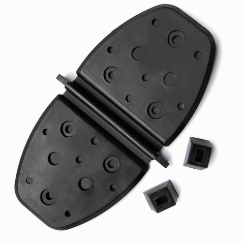 photo of black exhaust water shutter with grommets, showing circular indentations, for mercruiser 4.3l v6 engine, part number 807166a2