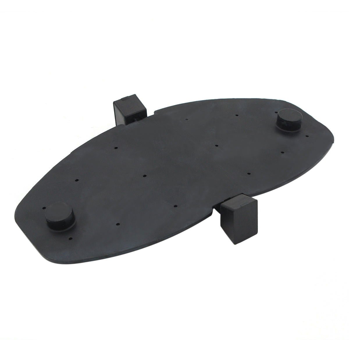 JLM Marine exhaust water shutter with grommets 807166a2 for Mercruiser 4.3L V6 engine, black oval rubber mat with raised edge, nubs, and holes