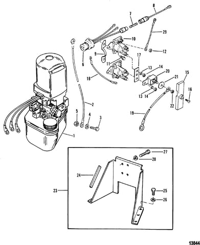 Floor Mounted Bracket for Hydraulic Trim and Tilt Pumps – Fits MerCruiser Pre Alpha, Alpha I, Alpha II, Bravo Sterndrives 862548A1 - JLM Marine Boat Parts Limited