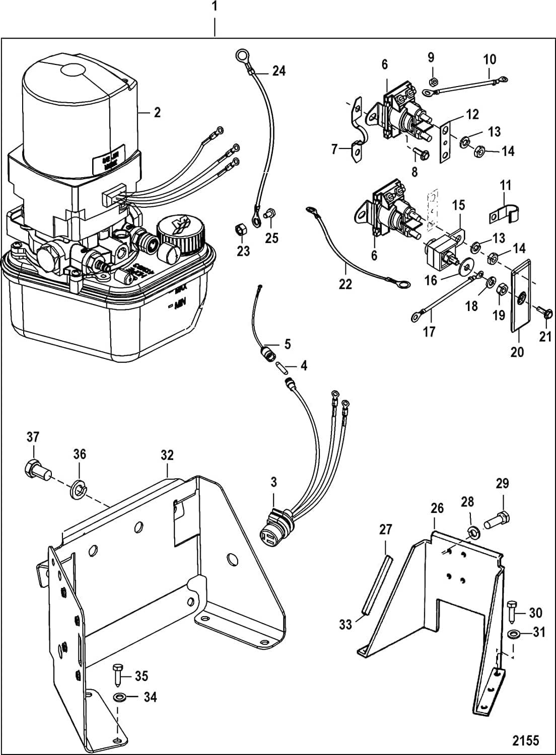 Floor Mounted Bracket for Hydraulic Trim and Tilt Pumps – Fits MerCruiser Pre Alpha, Alpha I, Alpha II, Bravo Sterndrives 862548A1 - JLM Marine Boat Parts Limited