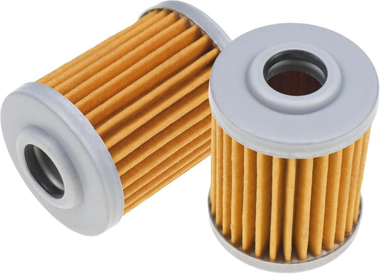 photo of jlm marine fuel filter element 18-79909 for honda bf 115-225 hp, pleated orange media, grey metal end caps, shows threaded opening