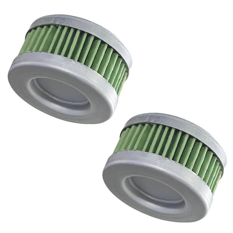 photo of jlm marine fuel filter element 16911-zz5-003 for honda bf 40-50-60 hp, two green pleated cylindrical filters with silver metal casing shown at an angle