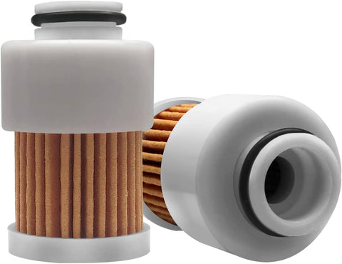 fuel filter element for mercury 75-80-90-100-115 hp 881540, white cylindrical housing with tan pleated filter material, black o-ring