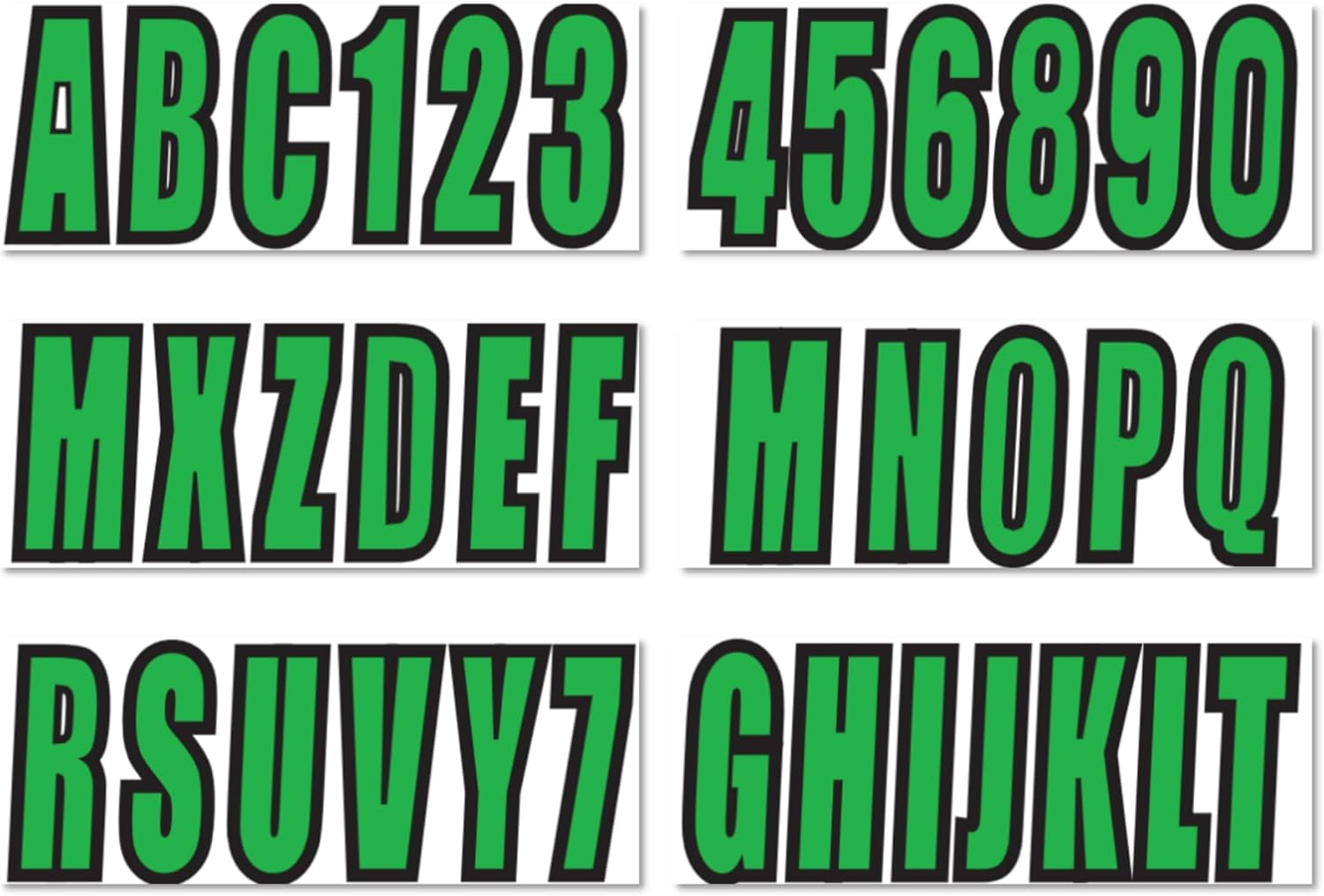 3 Inch Registration Decal Sticker kit for boats and power watercraft vehicles, includes four sets of A-Z and four sets of 0-9 - JLM Marine - JLM MARINE