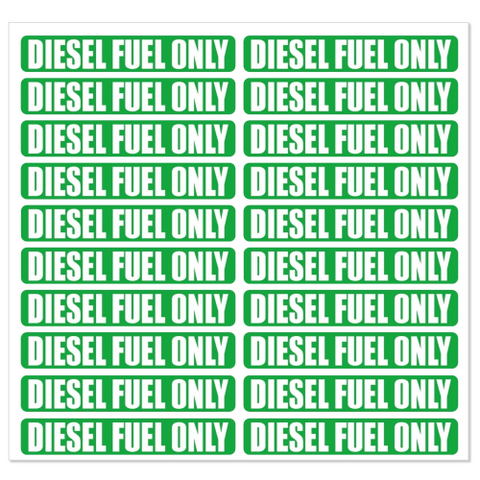 Diesel Fuel Only Stickers – Fits Marine Vessels & Automotive Equipment (20-Pack)