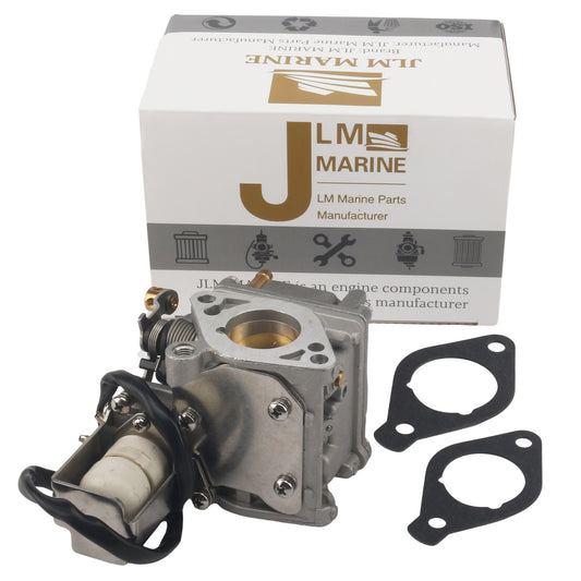 photo of jlm marine carburetor for yamaha 15-20 hp 6ah-14301-00 with gaskets and jlm marine packaging