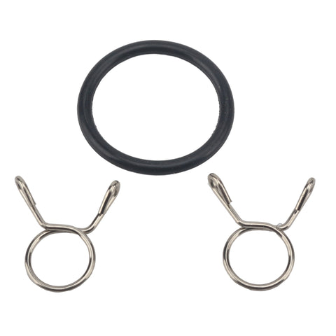 photo of JLM Marine fuel pump assembly for Mercury Mariner 4-6 hp 4-stroke models with O-ring and two silver wire clamps