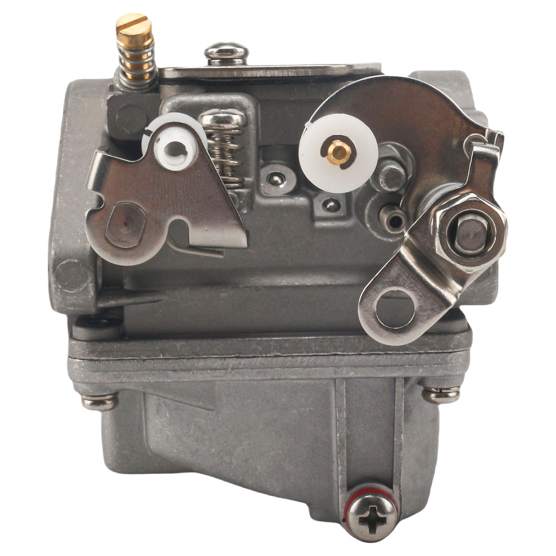 photo carburetor jlm marine aluminum with brass adjustment screw and levers