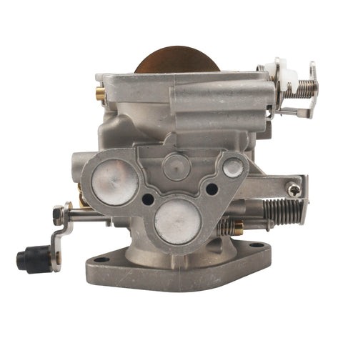 photo of jlm marine carburetor for tohatsu nissan 25hp 30hp 3p0-03200-0 with square flange two mounting holes and lever mechanism