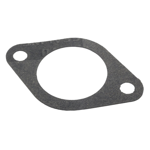 photo of JLM Marine carburetor gasket for Mercury 70-90 hp 2-stroke 3301-9012a14, dark gray, oval shape with large central circular opening and two smaller oval and circular white openings