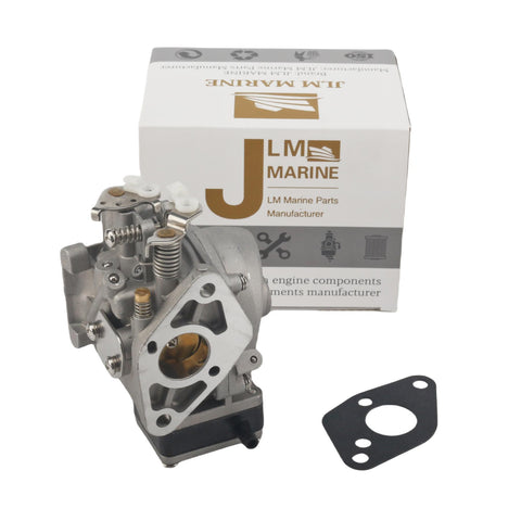 JLM Marine carburetor, silver metal, black gasket, for Tohatsu Nissan 9.8hp, 3b2-03200-1