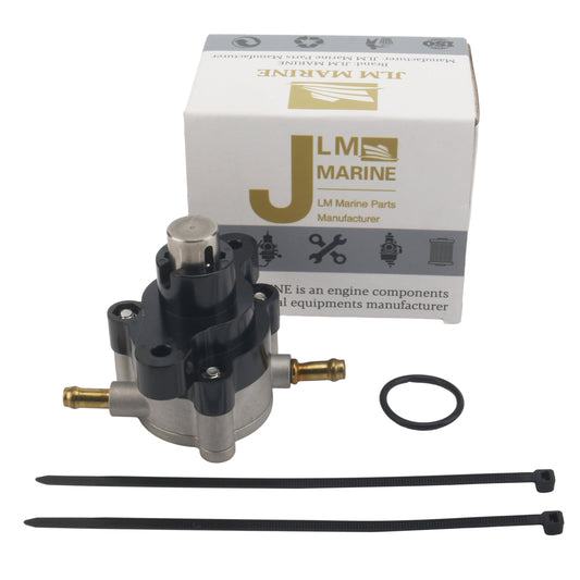 fuel pump for yamaha 4 stroke 75 115hp 6d8-24410-00-00, jlm marine, silver base with brass hose barbs and black top