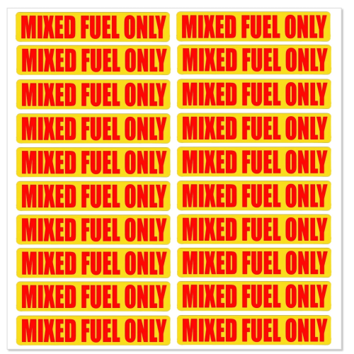 Mixed Fuel Only Stickers – Fits Multiple Brands for Boats, Vehicles & Power Equipment (20-Pack)