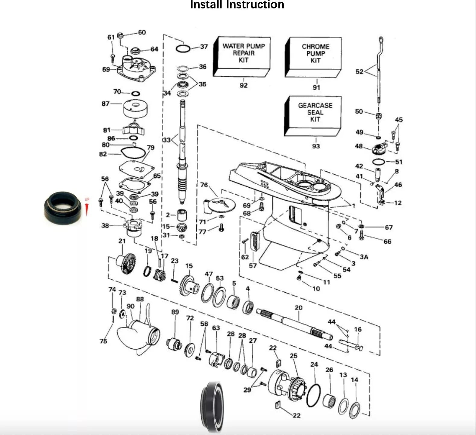 Lower Unit Gearcase Seal Kit – Fits Johnson/Evinrude 40 - 50 HP (Replaces 433550) - JLM Marine Boat Parts Limited