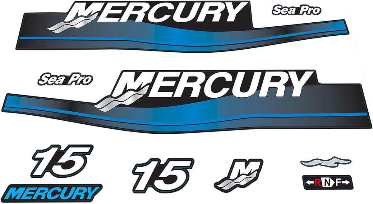 Mercury 15 HP Outboards Motor Top Cowl Cove Decal Sticker Set 826305A01 13478A00, 802739A00, 37 - 859267 - 5 - JLM Marine - JLM Marine Boat Parts Limited