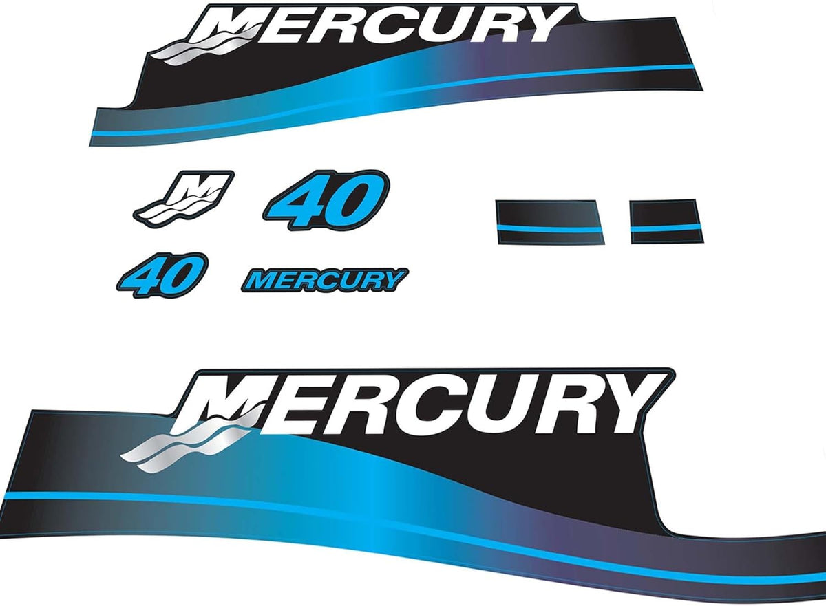 Mercury 40 HP Outboards Motor Top Cowl Cove Decal Sticker Set 803641A00, 824093A00, 82409316, 897510A02, 82409316 - JLM Marine - JLM Marine Boat Parts Limited