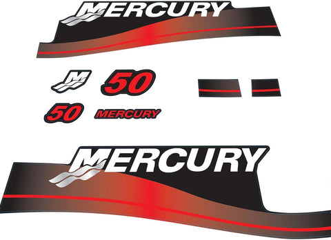 Mercury 50 HP Outboards Motor Top Cowl Cove Decal Sticker Set 852079A00 , 826337A00, 883525A02, 859267 - 7 - JLM Marine - JLM Marine Boat Parts Limited