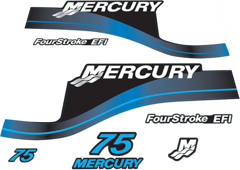 Mercury 75 HP Outboards Motor Top Cowl Cove Decal Sticker Set 804855A05, 804855A00, 808549A00 - JLM Marine - JLM Marine Boat Parts Limited