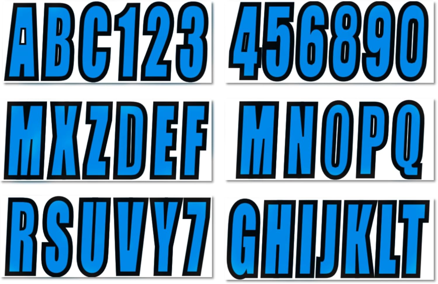 3 Inch Registration Decal Sticker kit for boats and power watercraft vehicles, includes four sets of A-Z and four sets of 0-9 - JLM Marine - JLM MARINE