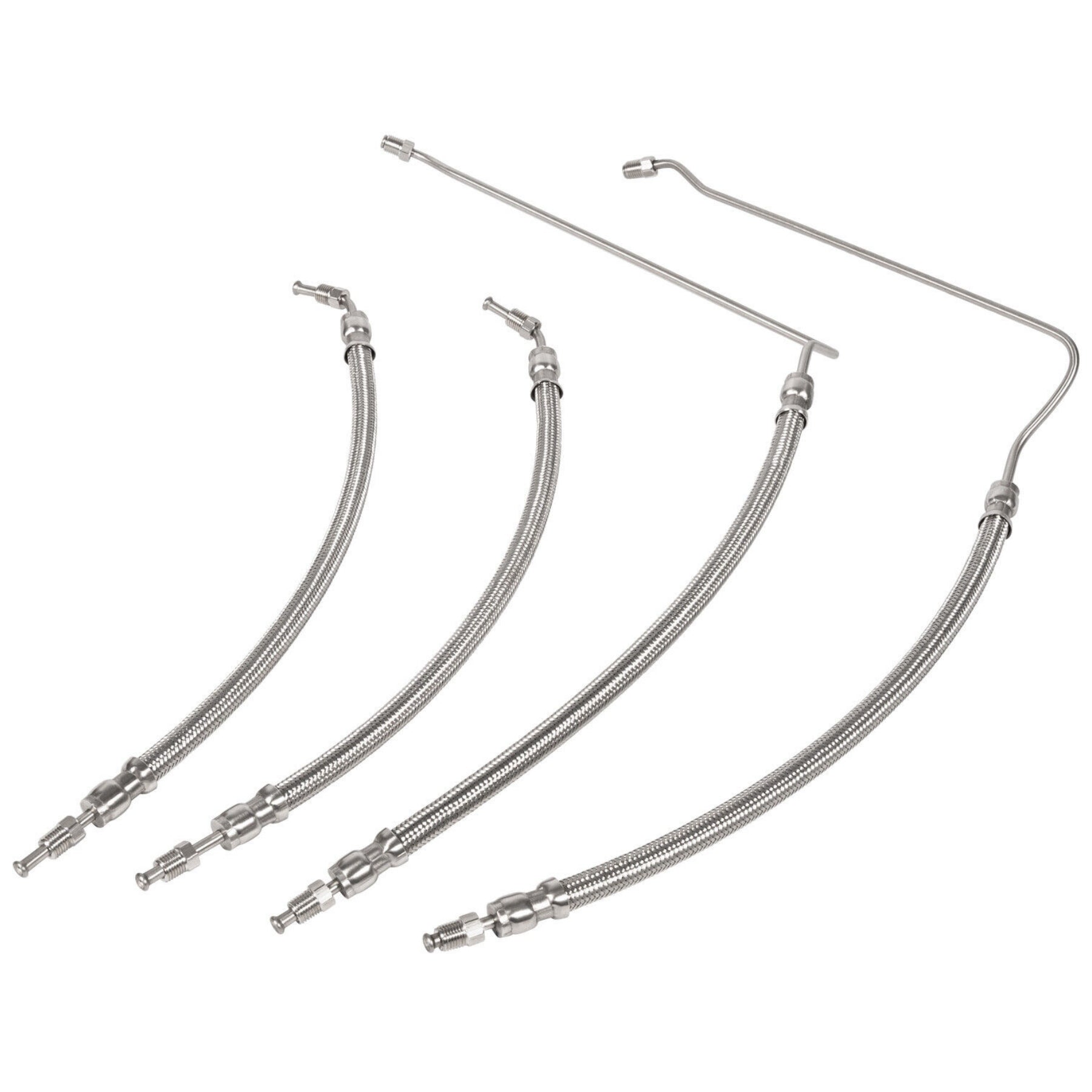 photo jlm marine trim ram cylinder hose kit for mercruiser r mr alpha one bravo i ii iii x xr xz 32-864589 with four braided metal hoses and silver fittings