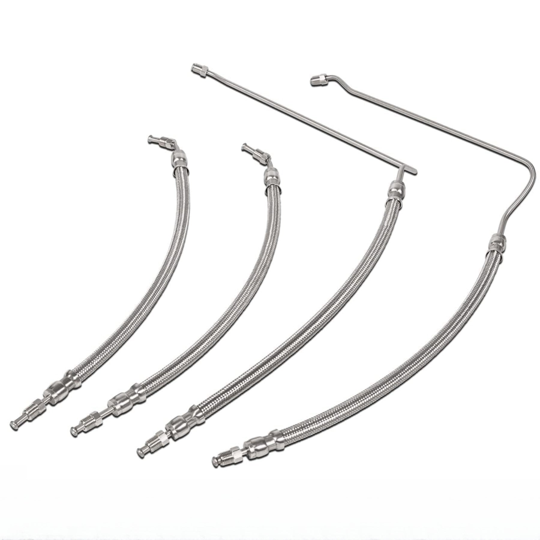 photo of jlm marine trim ram cylinder hoses for mercruiser r mr alpha one bravo i ii iii x xr xz replace 32-864589 with braided stainless steel and bent straight fittings