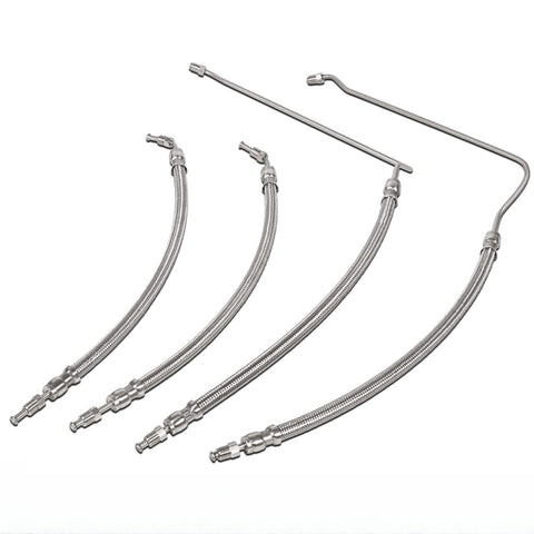 photo of jlm marine trim ram cylinder hoses for mercruiser r mr alpha one bravo i ii iii x xr xz replace 32-864589 with braided stainless steel and bent straight fittings