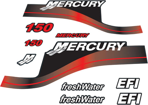 Mercury 150 HP Outboards Motor Top Cowl Cove Decal Sticker Set 854294A00, 808553A00, 808552A00 - JLM Marine - JLM Marine Boat Parts Limited