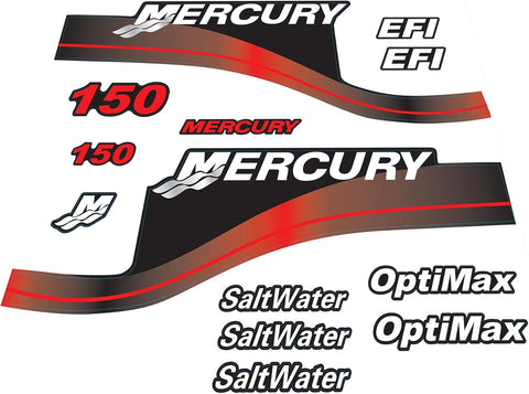 Mercury 150 HP Outboards Motor Top Cowl Cove Decal Sticker Set 854294A00, 808553A00, 808552A00 - JLM Marine - JLM Marine Boat Parts Limited