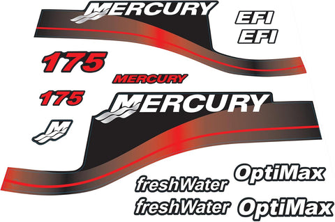Mercury 175 HP Outboards Motor Top Cowl Cove Decal Sticker Set 824911A00， 879756A04 - JLM Marine - JLM Marine Boat Parts Limited