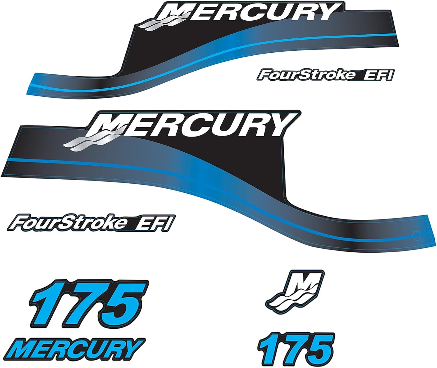 Mercury 175 HP Outboards Motor Top Cowl Cove Decal Sticker Set 824911A00， 879756A04 - JLM Marine - JLM Marine Boat Parts Limited