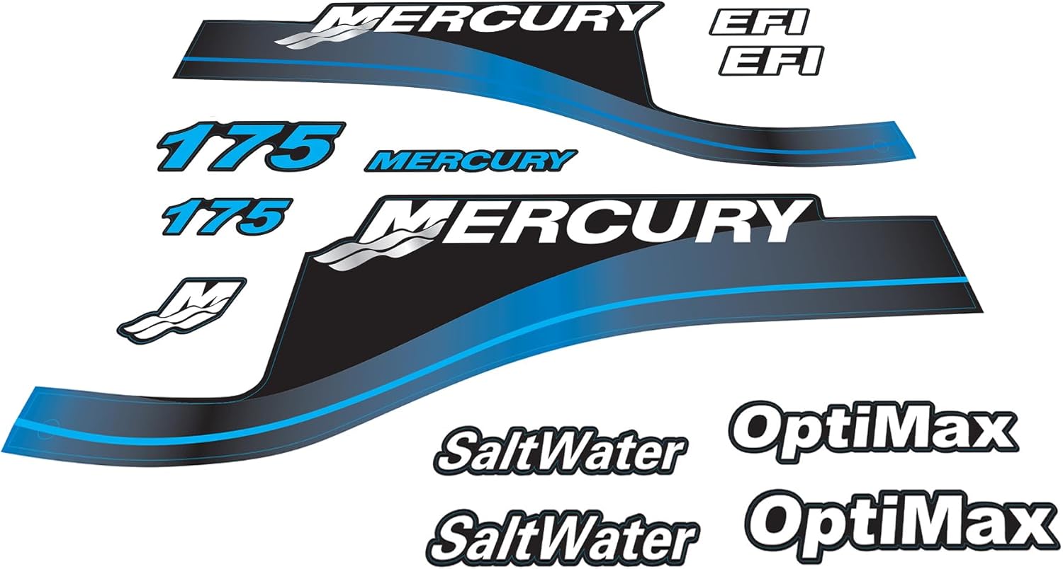 Mercury 175 HP Outboards Motor Top Cowl Cove Decal Sticker Set 824911A00， 879756A04 - JLM Marine - JLM Marine Boat Parts Limited